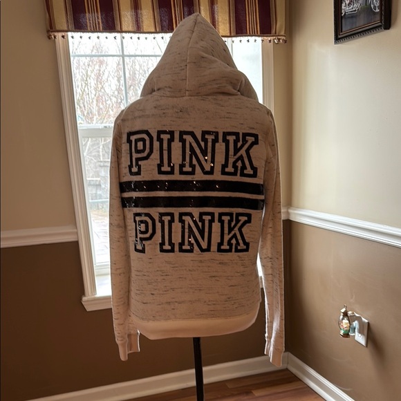 PINK Victoria's Secret Tops - PINK Victoria’s Secret size medium faux fur lined hooded zip up sweatshirt